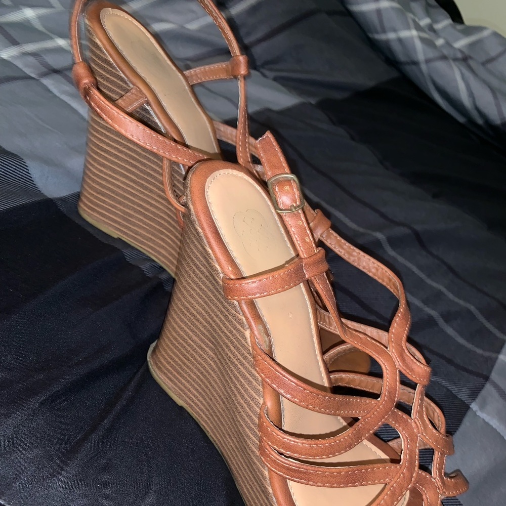 Tan Open Toe Wedge Heel Size11